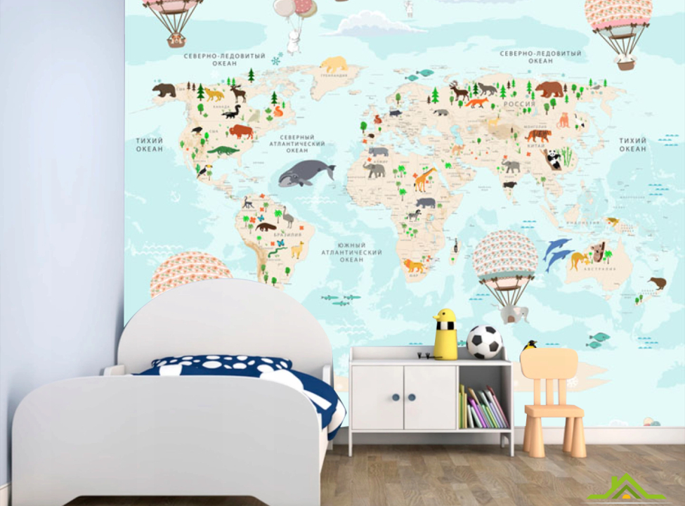 выбрать Фотообои Карта в детскую Фотообои в детскую на стену