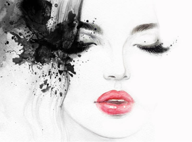 Фотообои Девушка акварелью