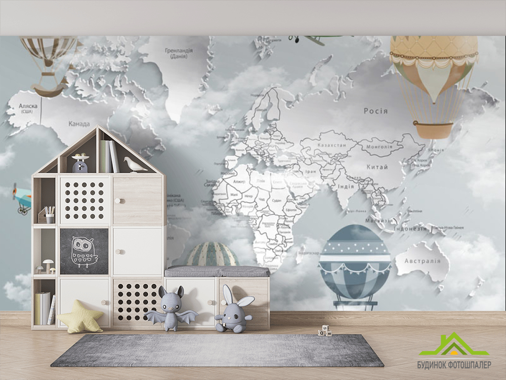 Фотошпалери Карта з повітряними кулями українською