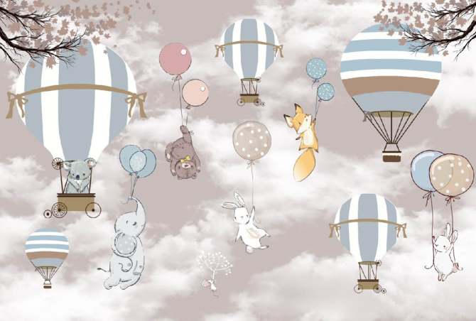 Фотошпалери звірятка на повітряних кульках