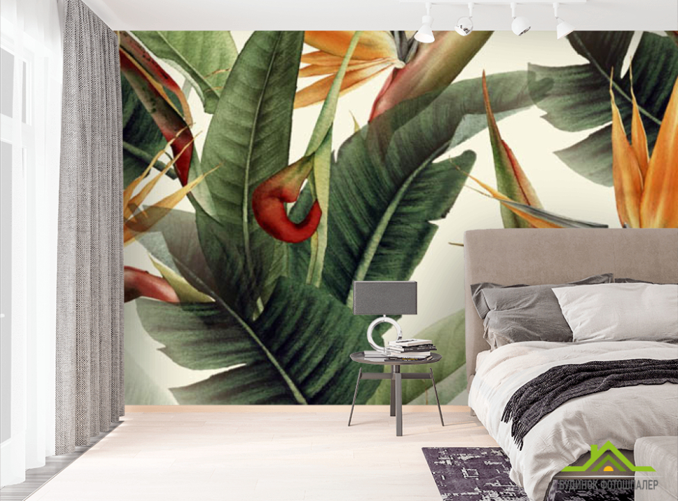 выбрать Фотошпалери патерн з стреліції Фотошпалери тропічні листя на стіну