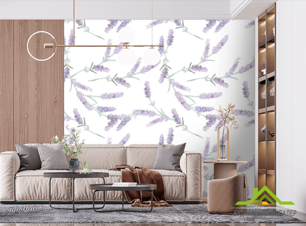 выбрать Фотошпалери Акварельні гілки лаванди Фотообої по стилю на стіну
