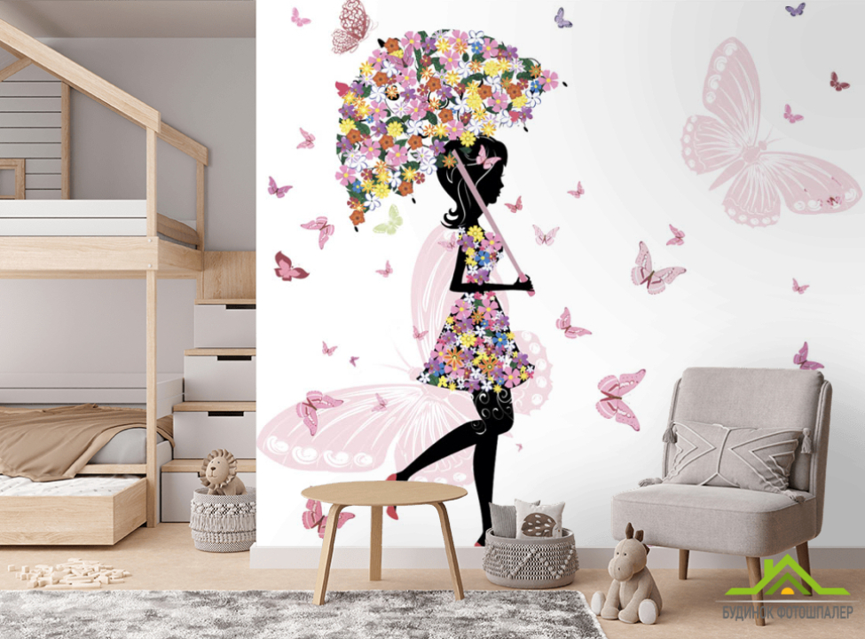 выбрать Фотошпалери Фея під квітковим парасолькою Фотообої для підлітка на стіну