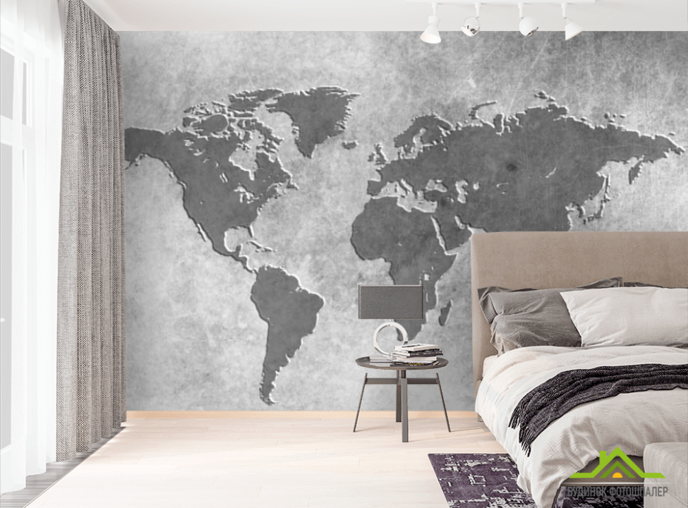 выбрать Фотообои серая карта мира Фотообои разные на стену