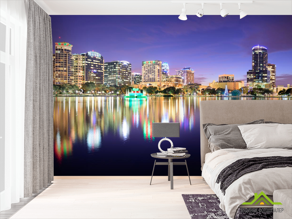 Фотообои рождественский город над водой