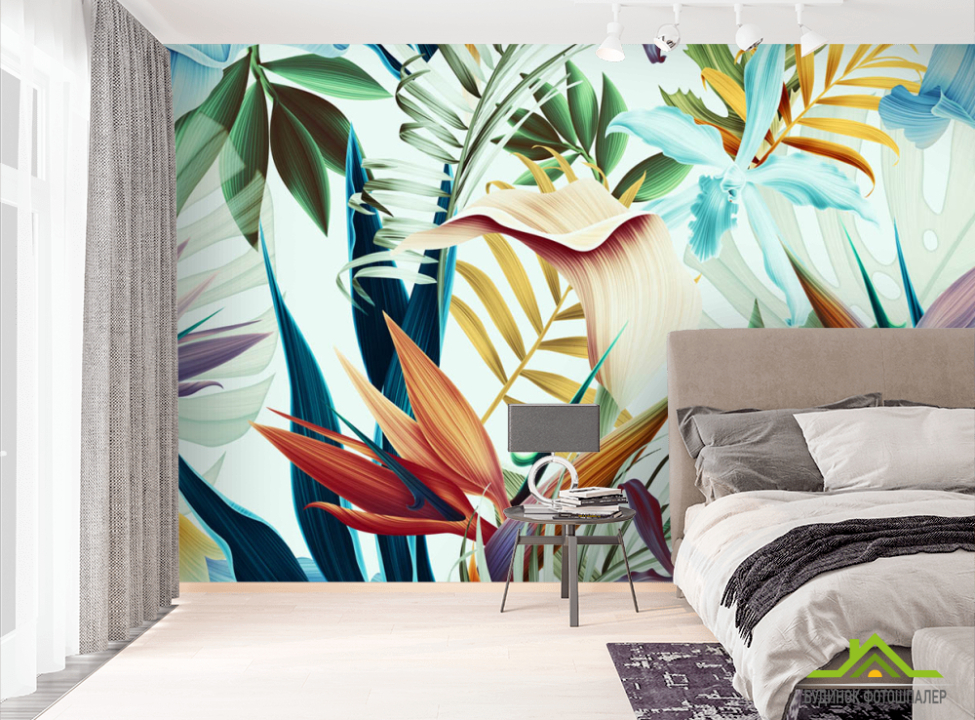 выбрать Фотошпалери Яскраві тропічні листя Фотошпалери тропічні листя на стіну