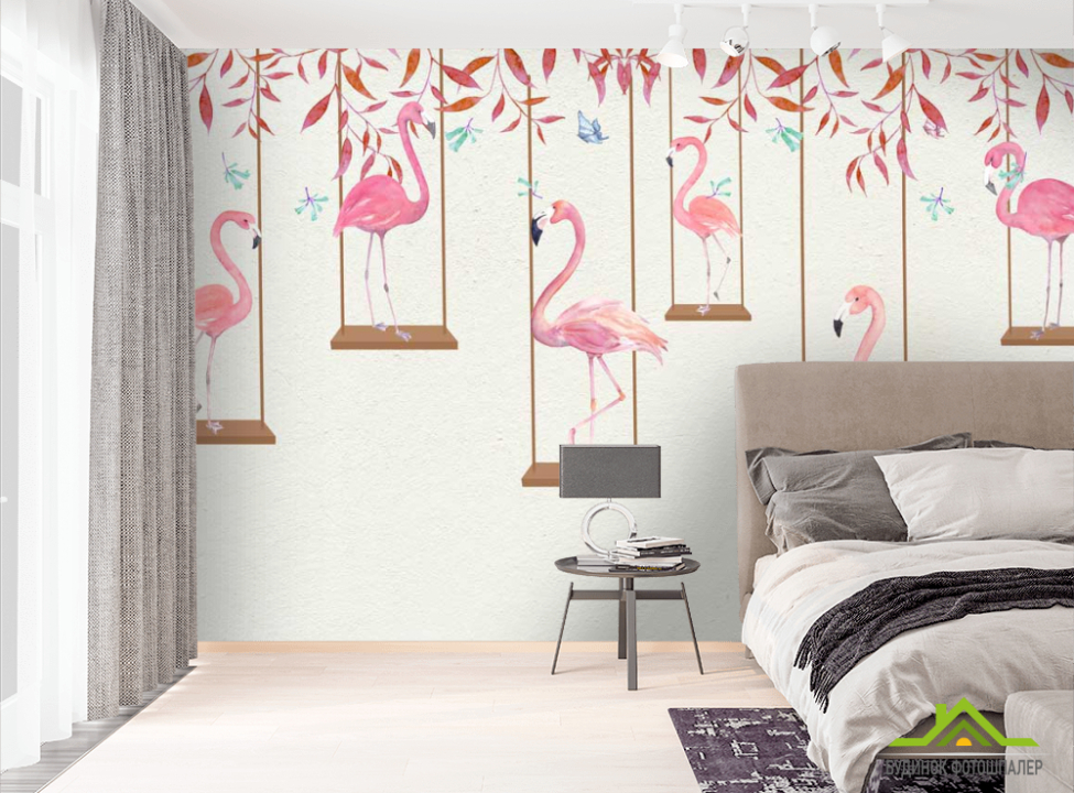 выбрать Фотообои Фламинго на качелях Фотообои с Фламинго на стену