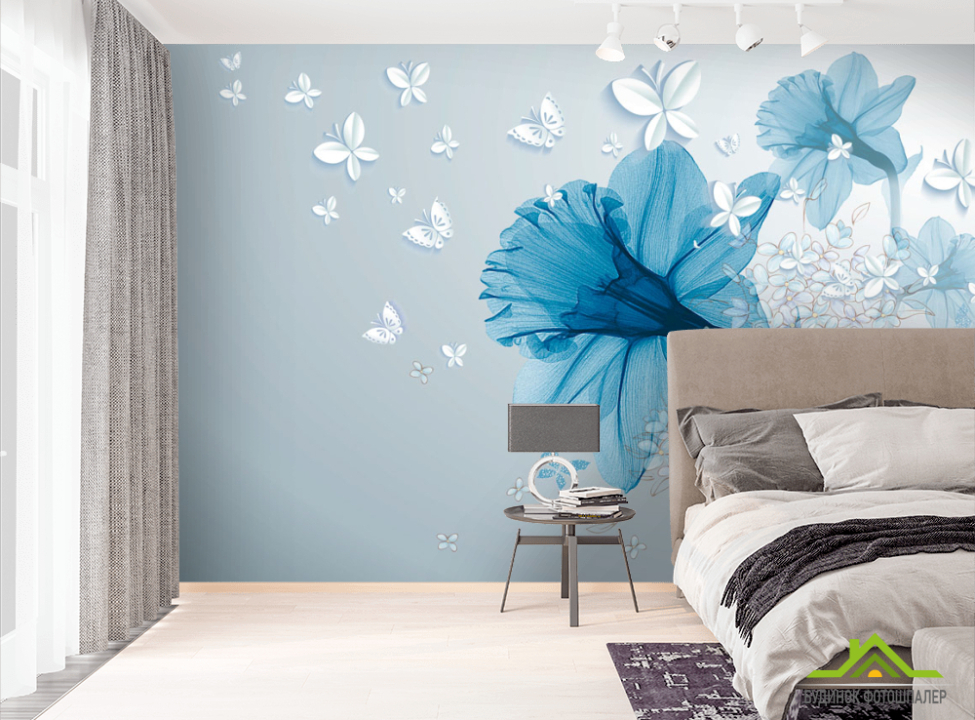 выбрать Фотошпалери Синій абстрактний квітка Фотошпалери квіти 3d на стіну