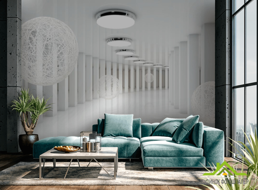 выбрать Фотообои Тонель из сфер Фотообои Расширяющие пространство на стену