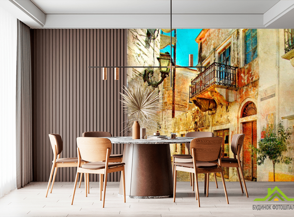 выбрать Фотообои Улица с фонарями Фотообои Улочка на стену