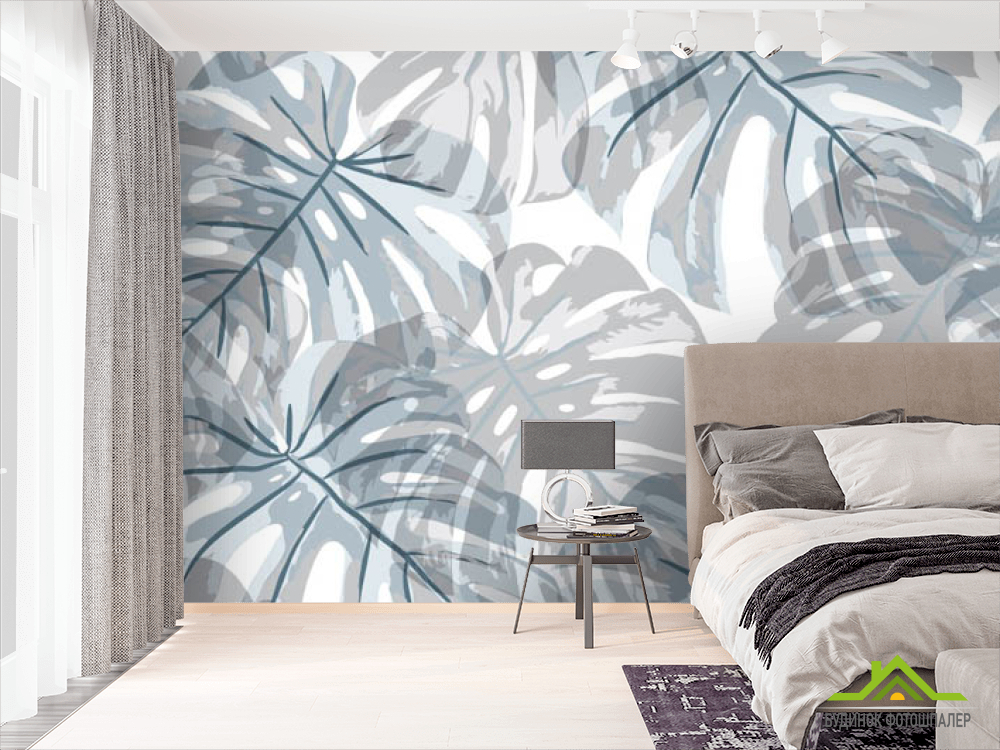 Фотошпалери патерн з листя монстери