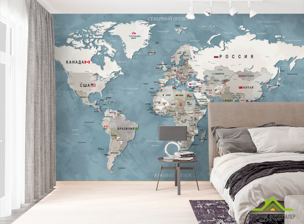 выбрать Фотошпалери Карта російською Фотошпалери карта Світу на стіну
