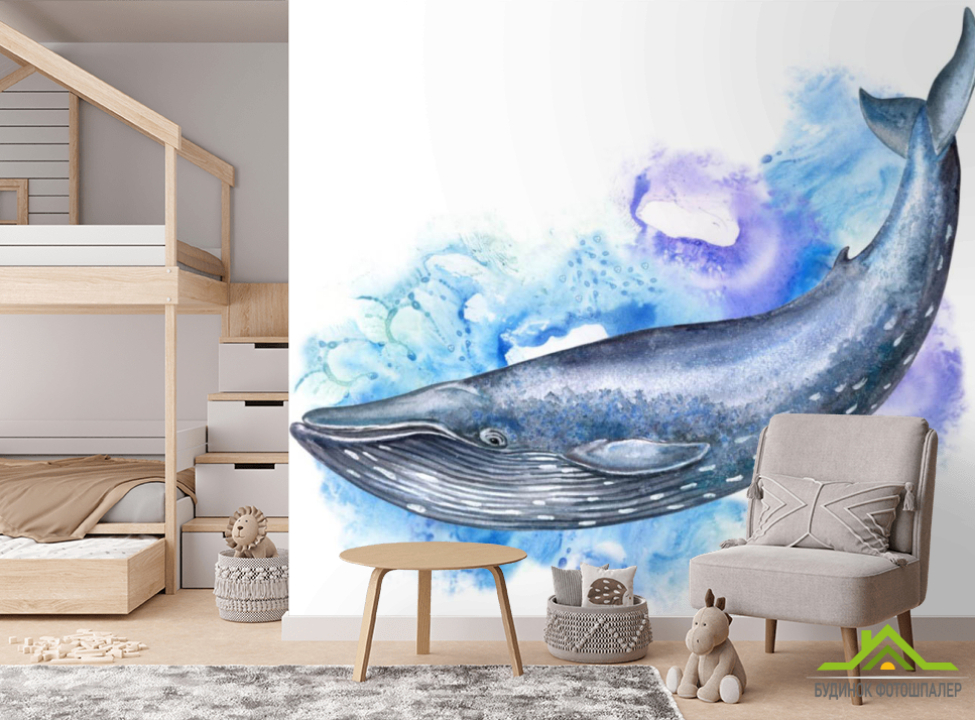 выбрать Фотообои Акварельный кит Фотообои в детскую на стену