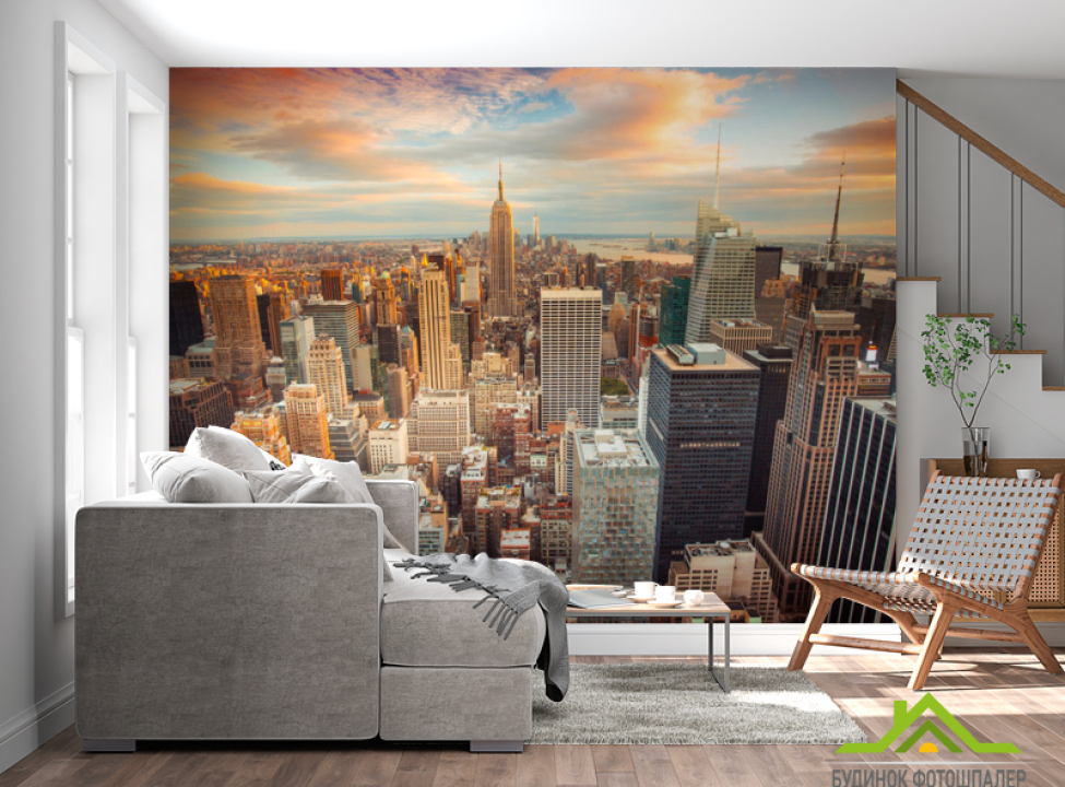 выбрать Фотообои Нью Йорк в закате Фотообои Город на стену