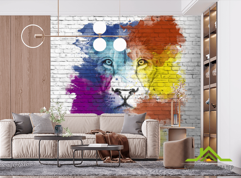 выбрать Фотошпалери Акварельний лев Фотошпалери Тварини на стіну