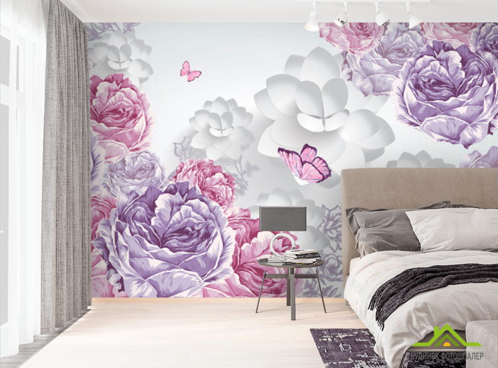 выбрать Фотошпалери Векторні квіти і бвбочки Фотошпалери квіти 3d на стіну