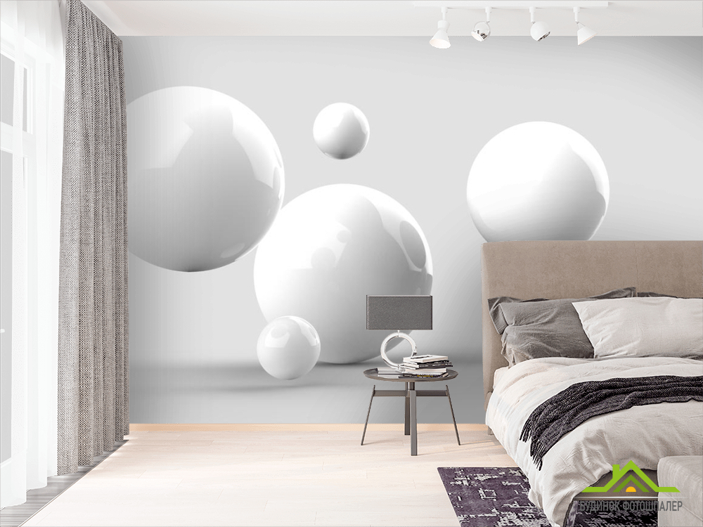 Фотообои белые гладкие шары