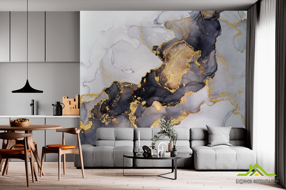 Фотошпалери чорний флюїд золото