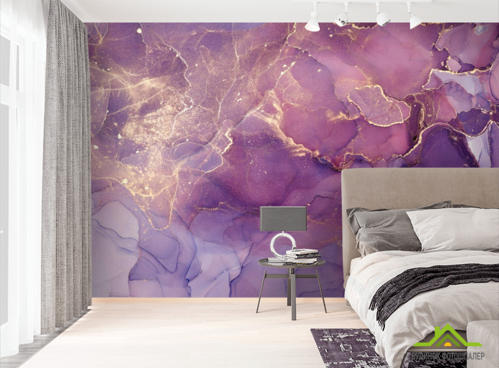 выбрать Фотошпалери Фіолетовий флюїд з золотом Фотошпалери Fluid art на стіну