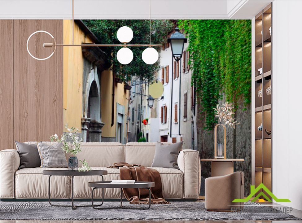 выбрать Фотошпалери Зелень на стінах вуличка Фотошпалери Вулиці на стіну