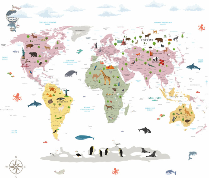 Шпалери в дитячу Карта