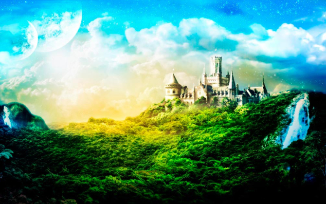 Фотообои Утопающий в зелени замок