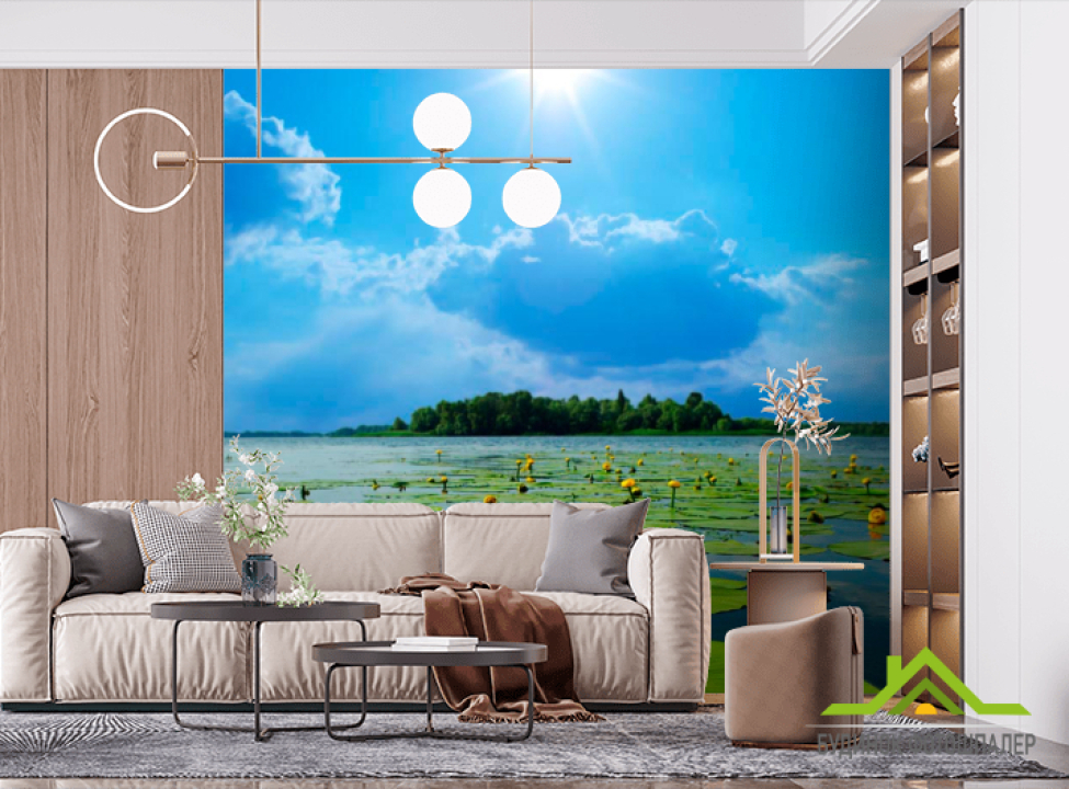 выбрать Фотошпалери Річка, хмари, кубушки Фотошпалери Природа на стіну