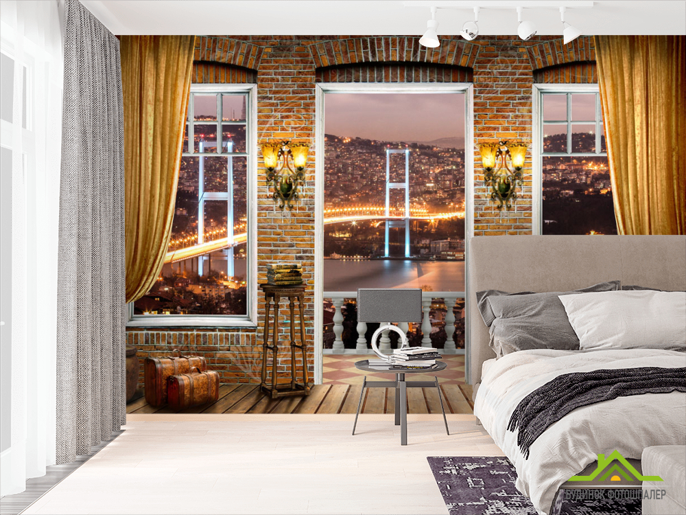 Фотошпалери Вид з вікна на міст