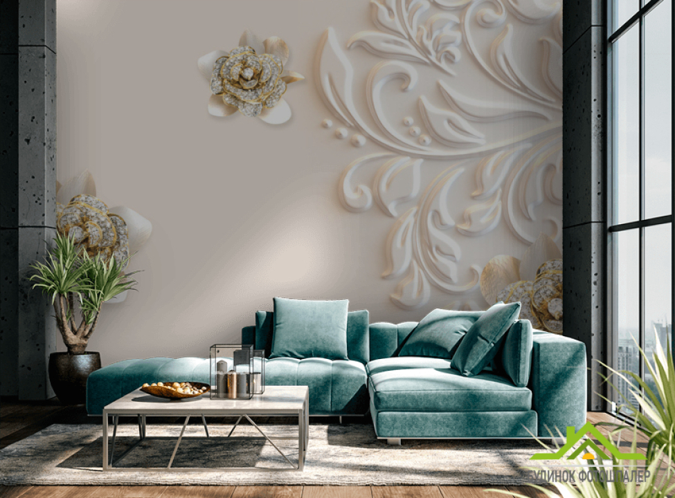 выбрать Фотошпалери Брошки золото Фотошпалери квіти 3d на стіну