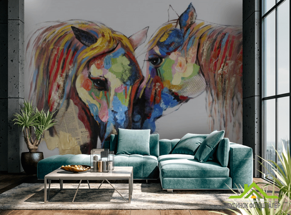 выбрать Фотошпалери Пара коней Фотошпалери Ілюстрації на стіну