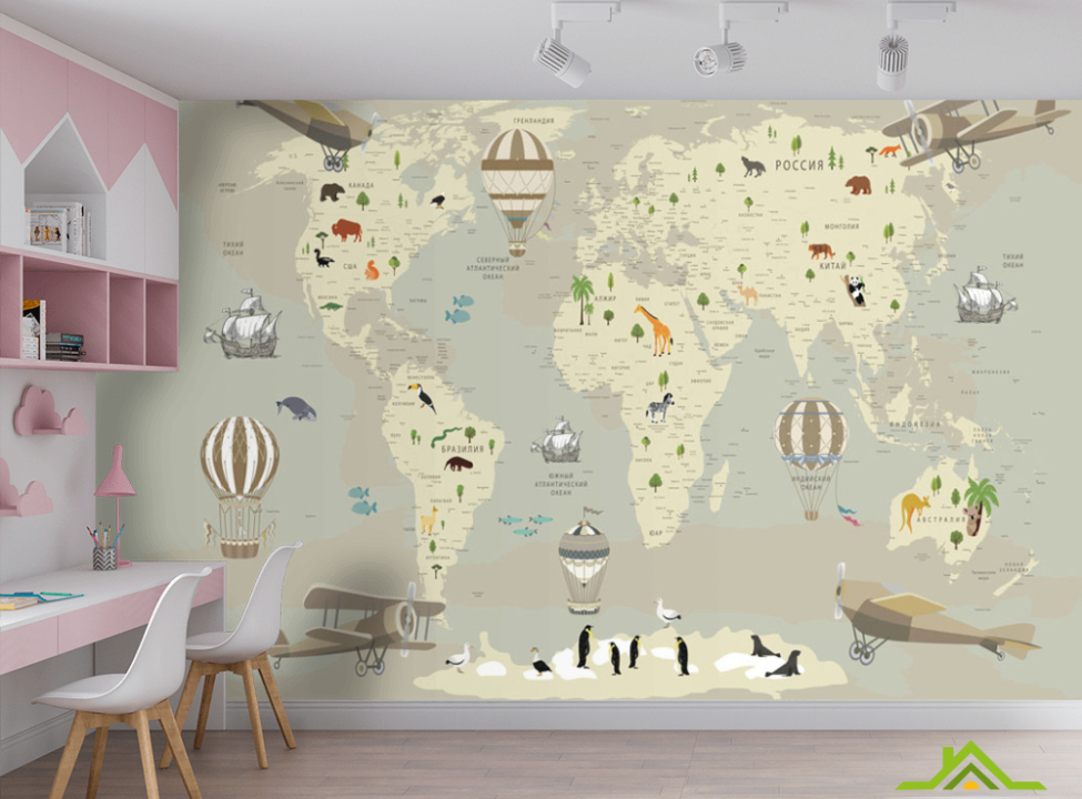 выбрать Фотообои Карта в детскую Фотообои в детскую на стену