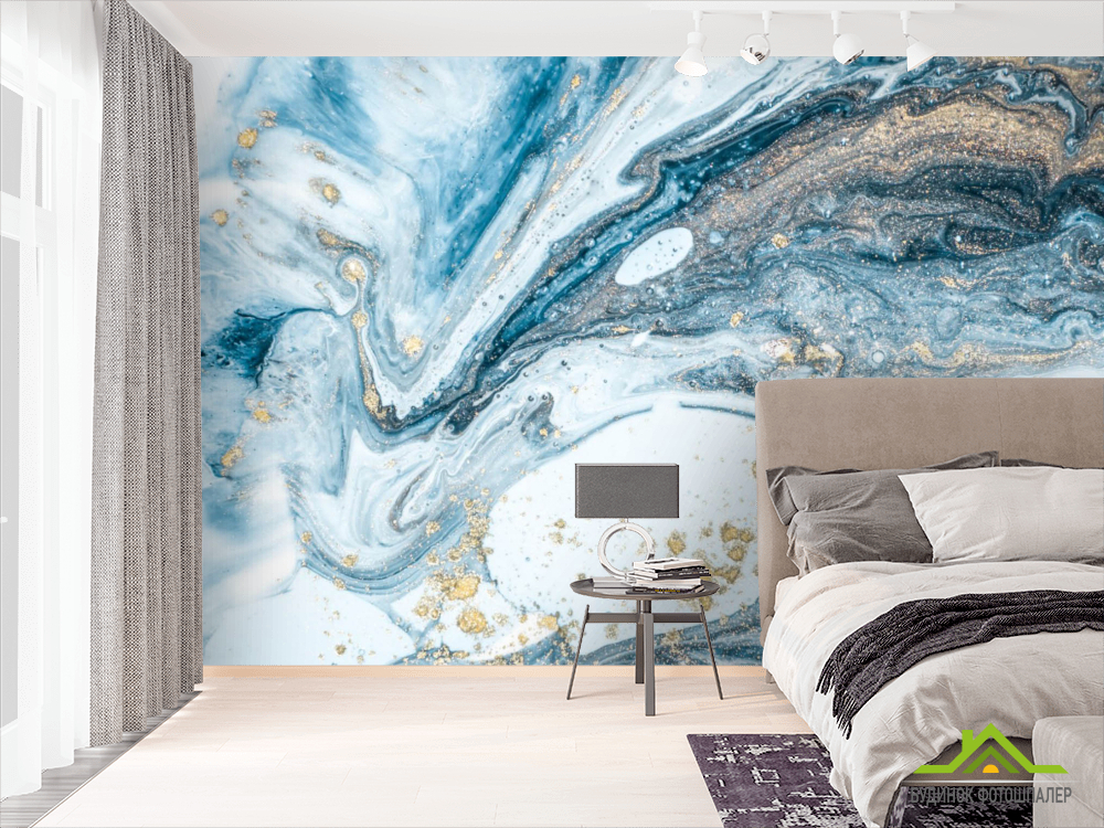 Фотошпалери Синій флюїд з перламутром