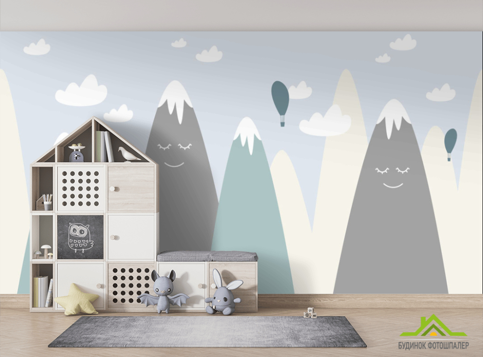 выбрать Фотошпалери Блакитні гори векторні Фотошпалери Little kids на стіну