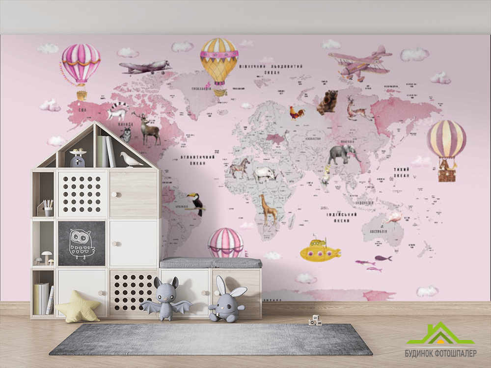 Фотошпалери дитяча карта світу