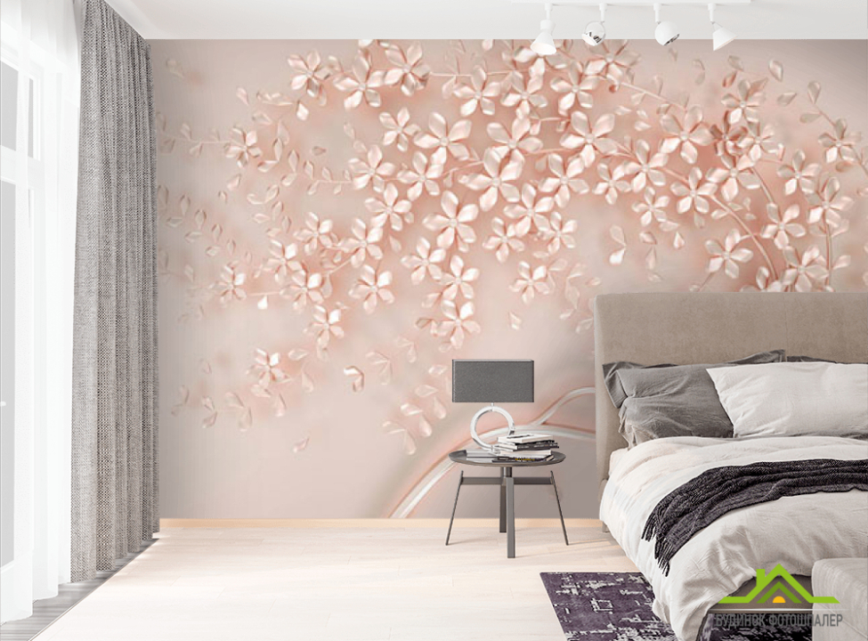 выбрать Фотошпалери Бронзова гілочка з квітами Фотошпалери 3Д барельєф на стіну