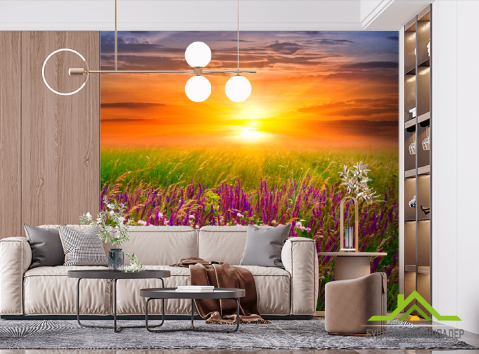 выбрать Фотообои Полевые цветы, закат Фотообои Природа на стену