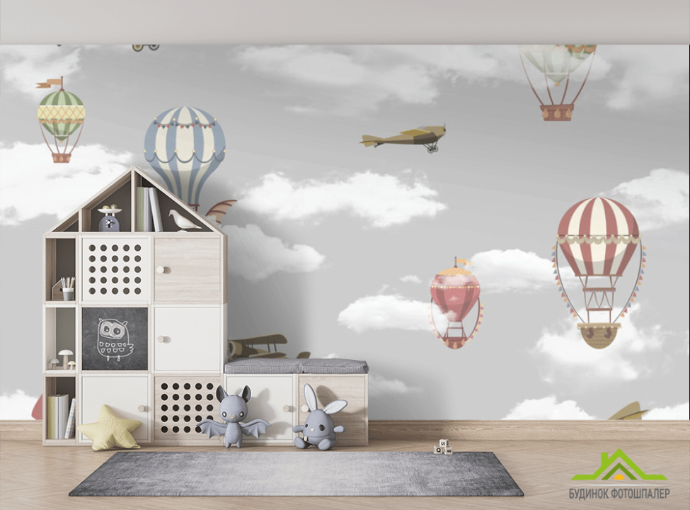 выбрать Фотошпалери Літаки і повітряні кулі Фотошпалери Little kids на стіну