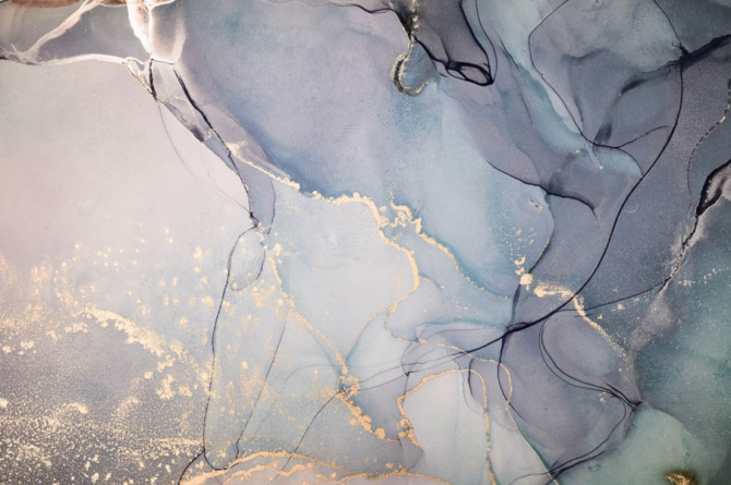 Фотошпалери Сірий Fluid art з золотом