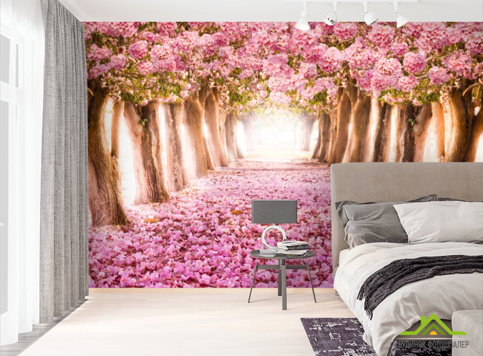 выбрать Фотообои сад сакур Фотообои Расширяющие пространство на стену