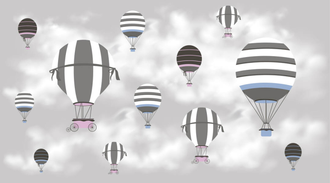 Фотошпалери Повітряні кулі на сірому тлі