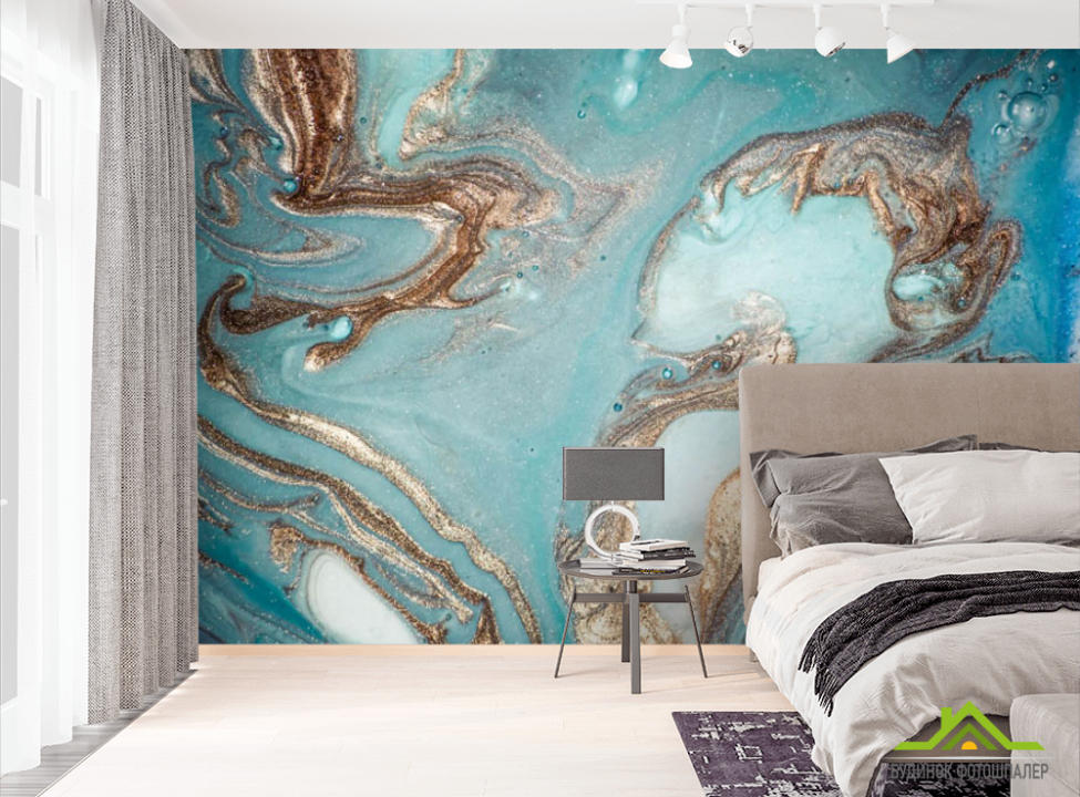 выбрать Фотошпалери флюїд Бірюза Фотошпалери Fluid art на стіну