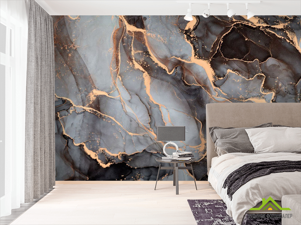 Фотошпалери Темний флюїд арт золото