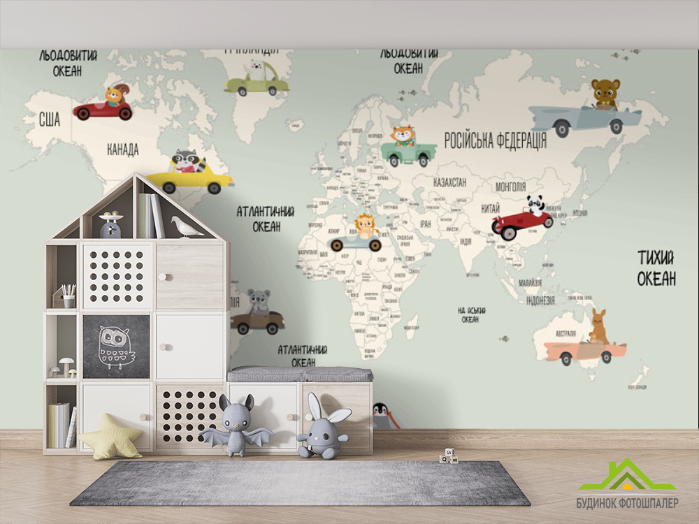 Фотошпалери Карта з машинками англійською