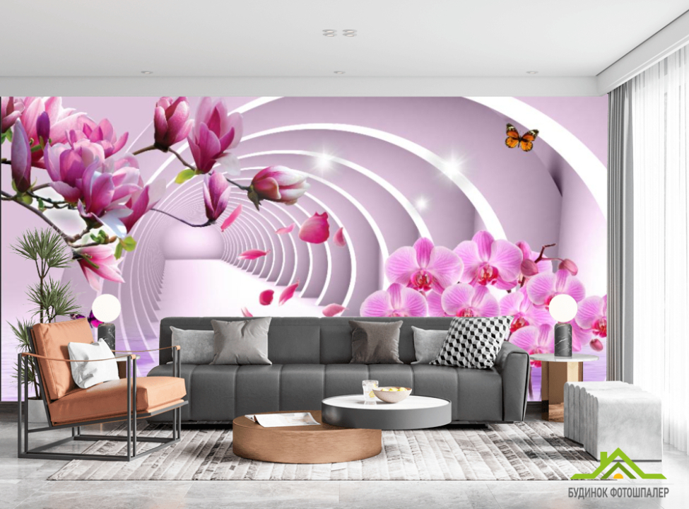 выбрать Фотообои Тоннель и орхидеи 3d Фотообои Расширяющие пространство на стену