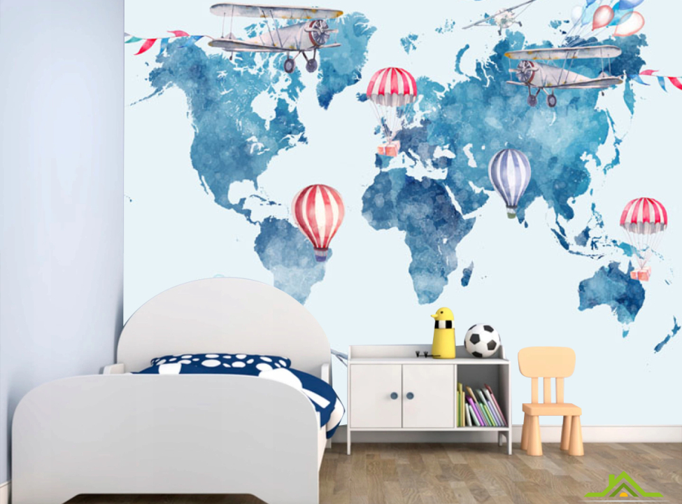 выбрать Фотообои Голубая карта в комнате мальчика Фотообои в детскую на стену