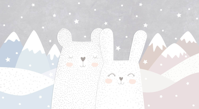 Фотошпалери Зайчик і ведмедик