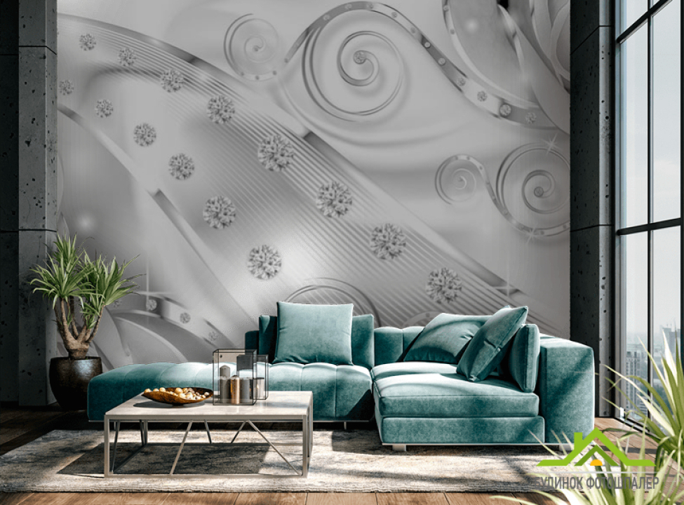 выбрать Фотообои диаманты на серых узорах Фотообои разные на стену