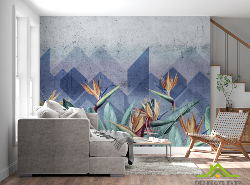 выбрать Фотообои Стрелиция дизайнерская Фотообои тропические листья на стену