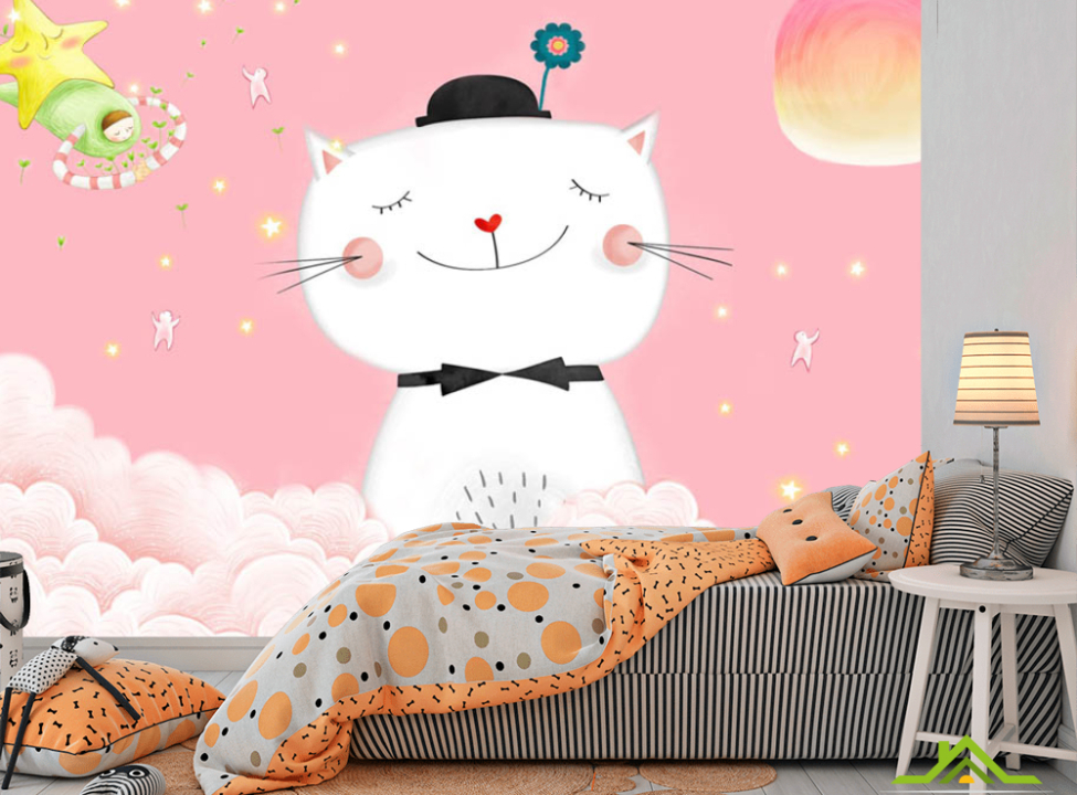 выбрать Фотообои Розовый котик Фотообои в детскую на стену