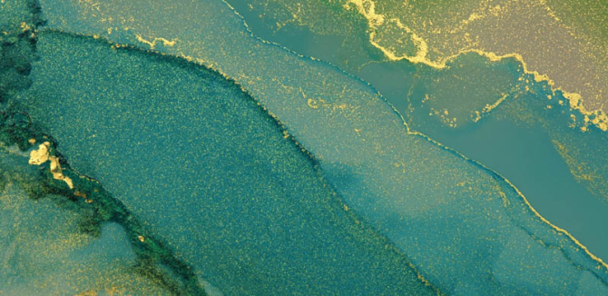 Фотошпалери Зелений fluid art з золотом